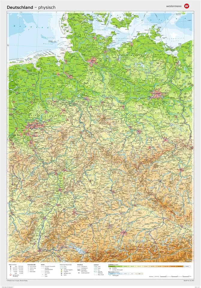 Posterkarten Geographie: Deutschland: physisch
