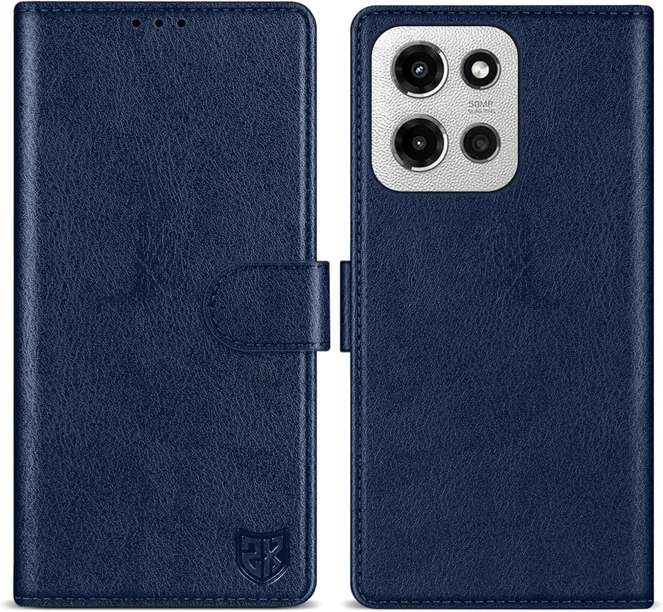 ZZXX for Moto G 5G 2025 Wallet Case Magnetic Closure 6.7 inch,Blue