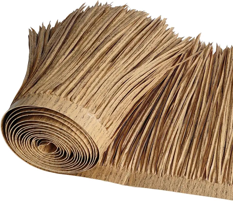 Mexican Style Synthetic Plastic Straw Thatch - 4 Colors (Palm Tree Brown, Tropical Green, Straw Yellow, Dried Grass Gray) - for Tiki Bar, Patio, Palapa & Party Decor (Palm Tree Brown, 10ft x 16in)
