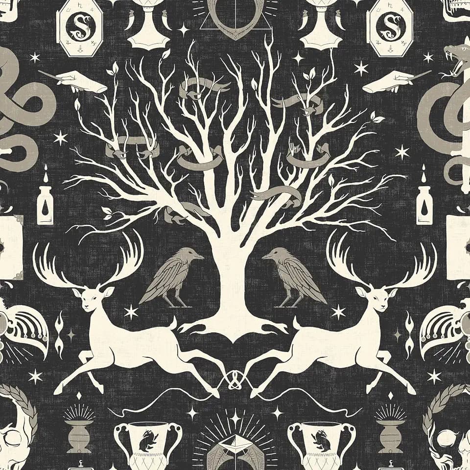RoomMates Harry Potter Horcrux Black Damask Peel and Stick Wallpaper