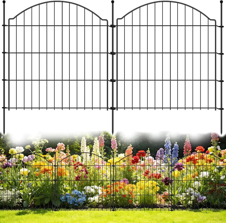 Decorative Garden Fences 24in x 30ft, 15 Pack Outdoor Fencing Animal Barrier Dog Border, Metal Wire Fence Panels for Garden Decor, Flower Bed Edging Borders for No Dig Patio Yard