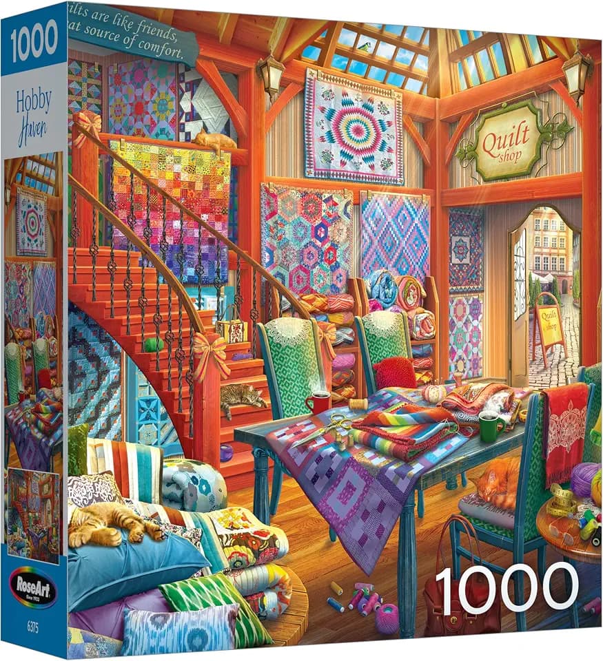 RoseArt Hobby Haven Quilt Shop 1000 Piece Jigsaw Puzzle
