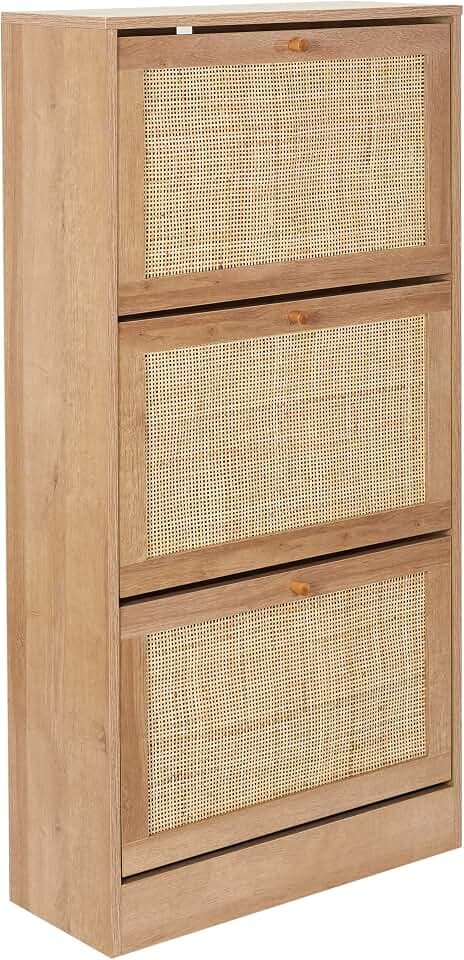HOME DECO FACTORY Schuhschrank 3 Türen Bali Holz Modern Sand