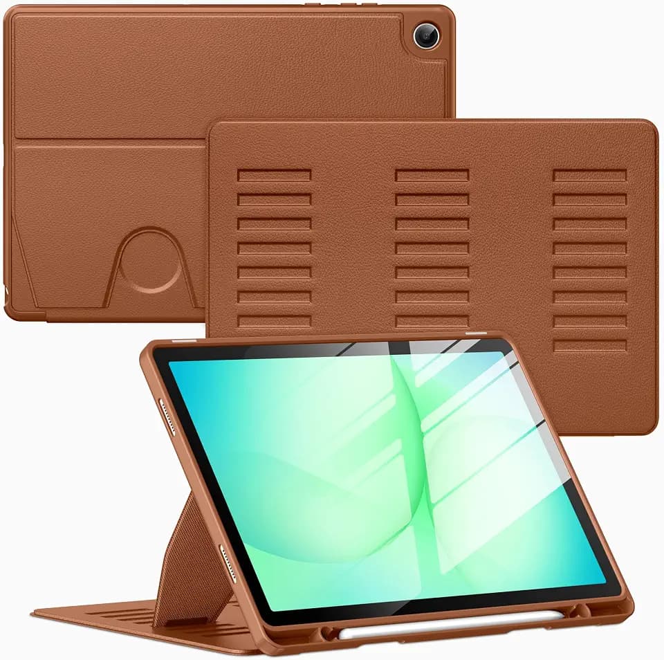 VIKESI Case for Samsung Galaxy Tab A11+ Plus 11 inch 2026 Model (SM-X230/X236),Multiple Angles Stand Cover,Soft Back,Pencil Holder,and Auto Sleep/Wake,Brown