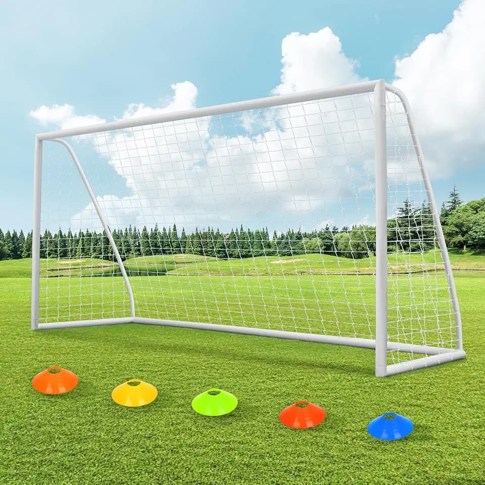 ORIENGEAR Soccer Goal, 12x6/10x6.5/8x6/6x4 Full Size Soccer Goals for Backyard, Soccer Net with Training Discs, Portable Soccer Goal for Kids and Adults with 1 Carry Bag, Porterias De Futbol