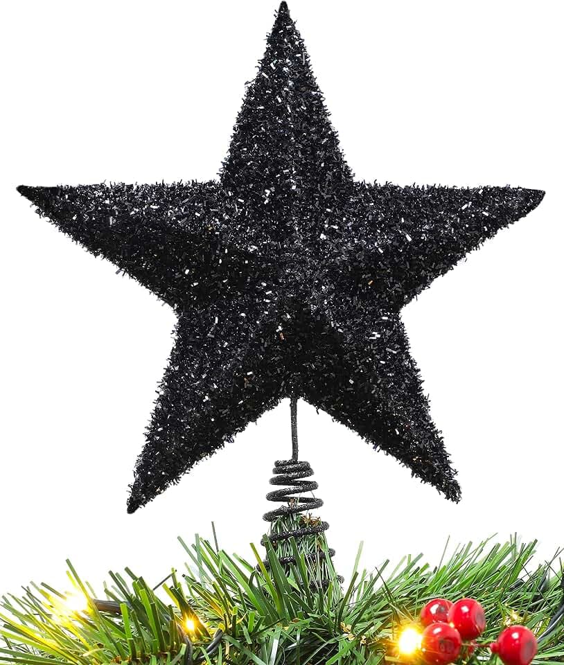 Christmas Concepts® 28cm Funkelnd Baumkronen-Stern - Luxuriöse Weihnachtsdekoration (Black)
