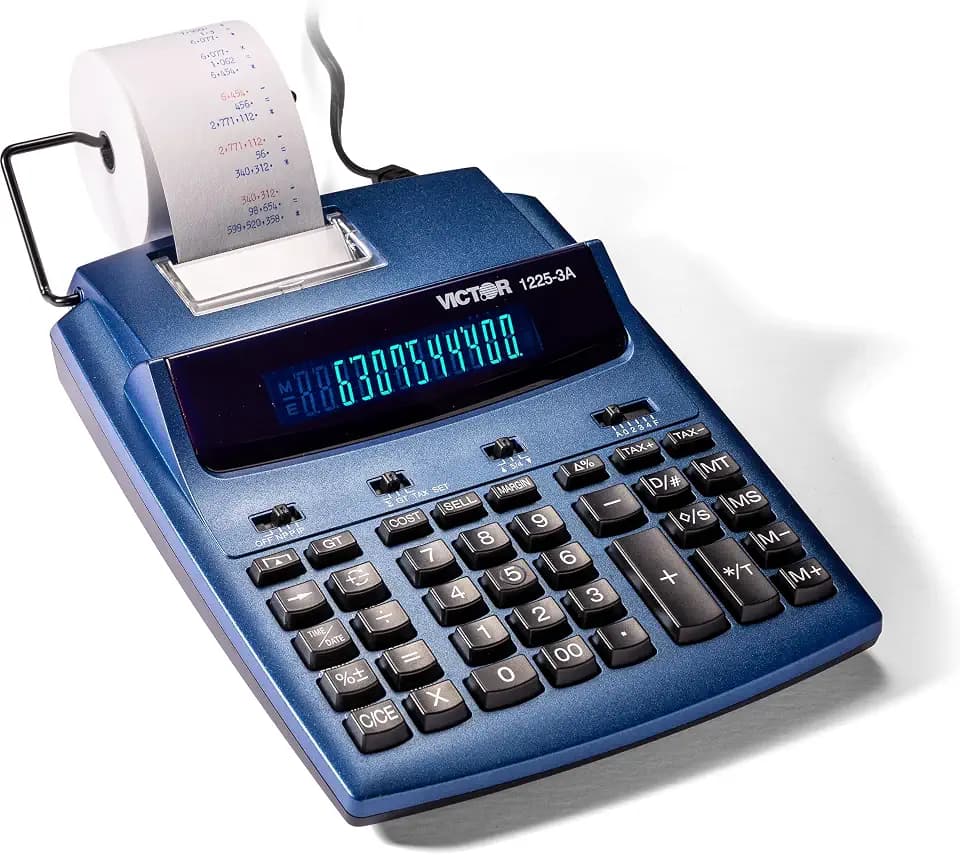 Victor 12-Digit Commercial Printing Calculator, Metallic Blue (1225-3A)