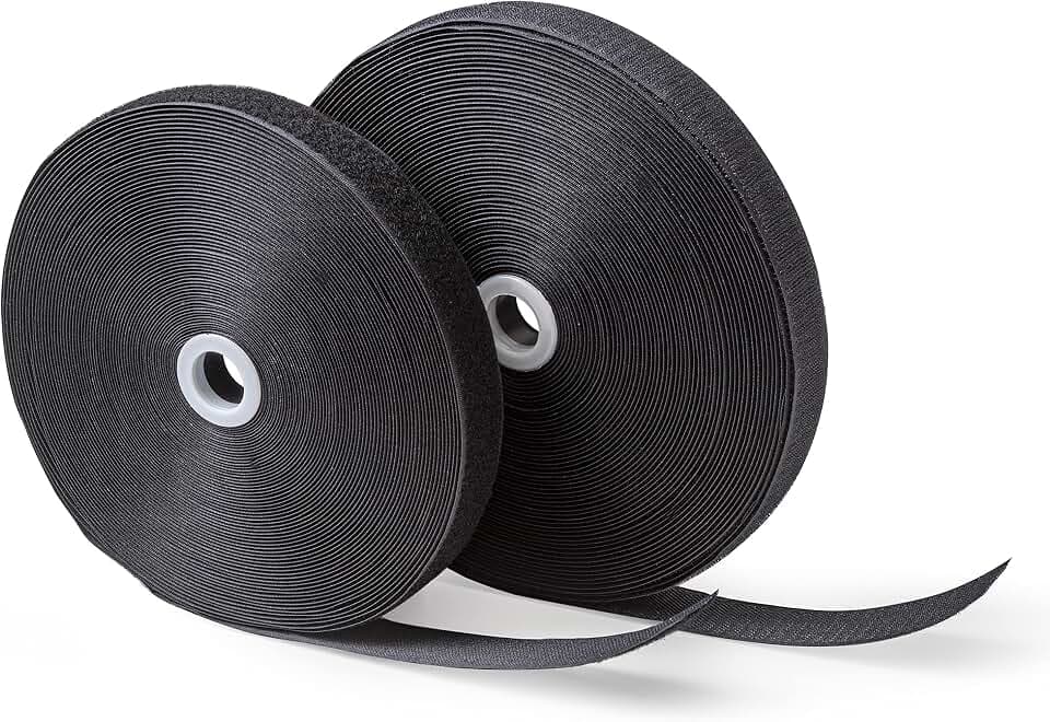 IPEA Klettband zum Nähen 20 mm Schwarz (Nicht Selbstklebend) – [ 25 Meter Länge ] – Klettband zum Nähen – extra starker Streifen für Einrichtung, Zuhause, Kleidung – Haken und Ring