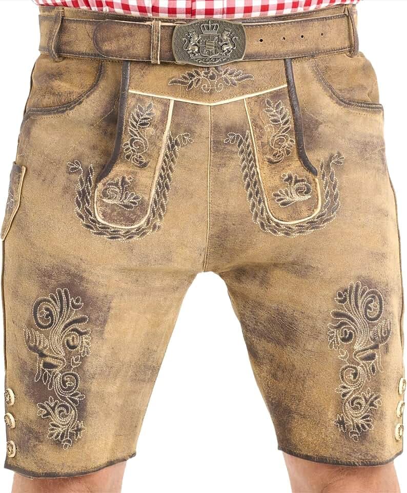 Lederhose Herren kurz aus echtem Leder mit Gürtel