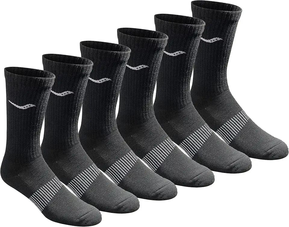 Saucony Men's RunDry Mesh Ventilating Comfort Fit Performance Crew Socks, Available in L-XL (3, 6, 12 Pairs)