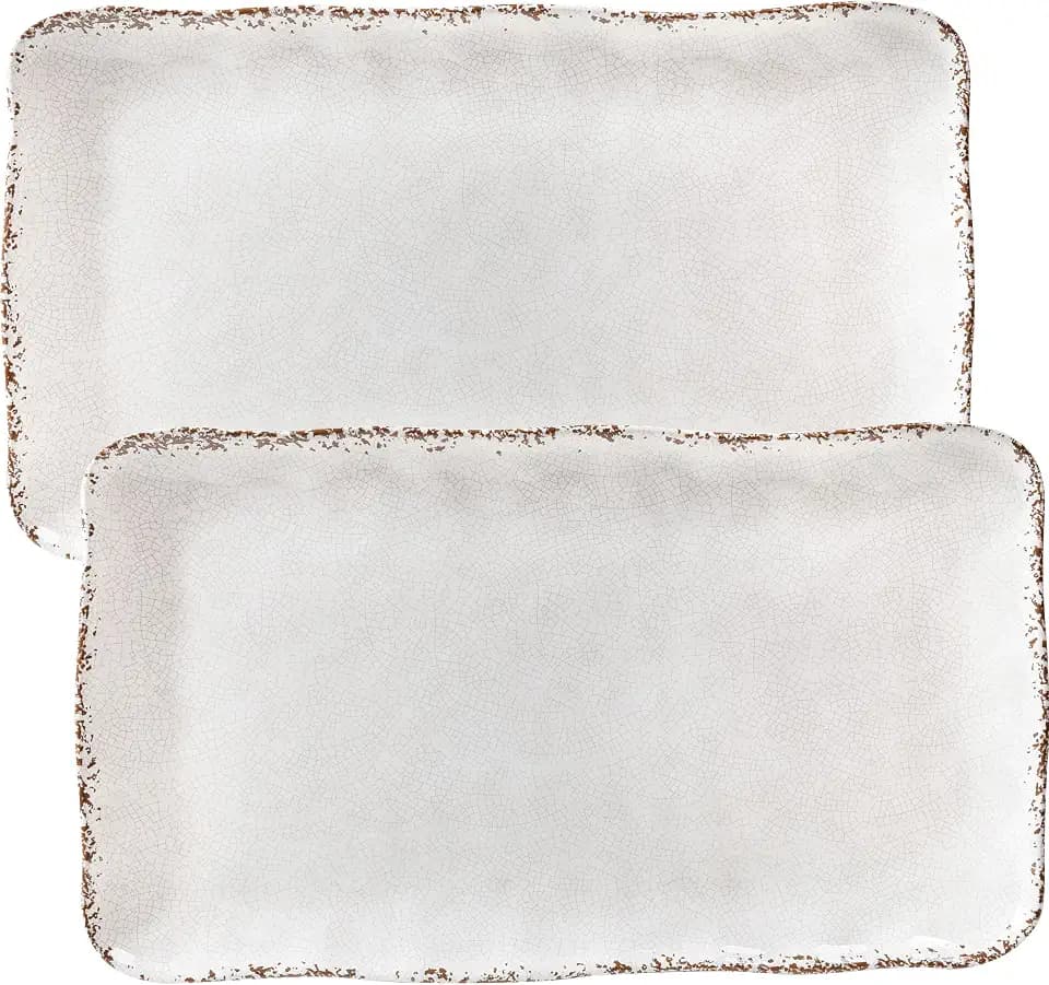 Farmhouse Rustic large Melamine Serving Platters Set of 2, 17"x10"