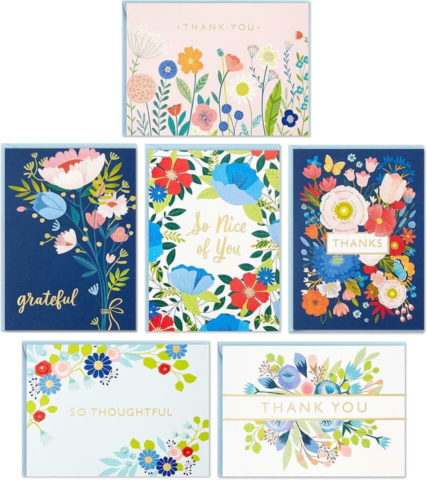 Hallmark Dankeskarten Sortiment Folk Art Blumen (36 Dankeskarten mit Umschlägen)