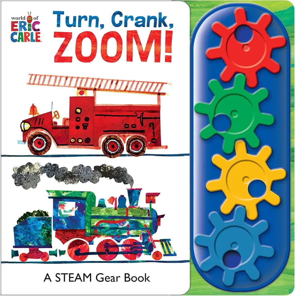 World of Eric Carle, Turn, Crank, Zoom! A STEM Gear Sound Book - PI Kids