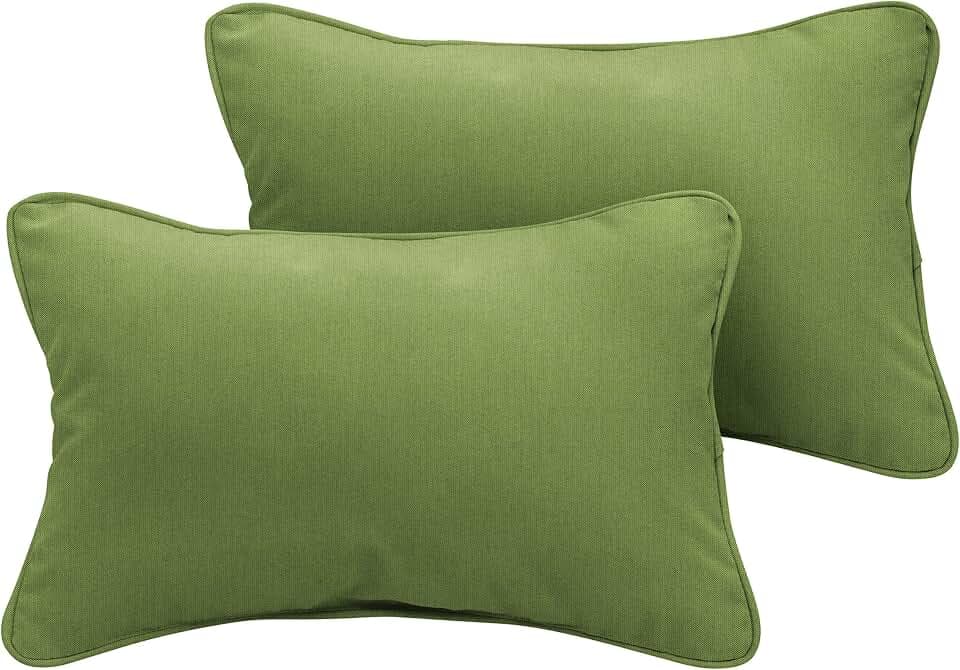 Mozaic Company AMPS106923 Indoor Outdoor SunbrellaLumbar Pillows with Corded Edges, Set of 212 x 18 Cilantro Green