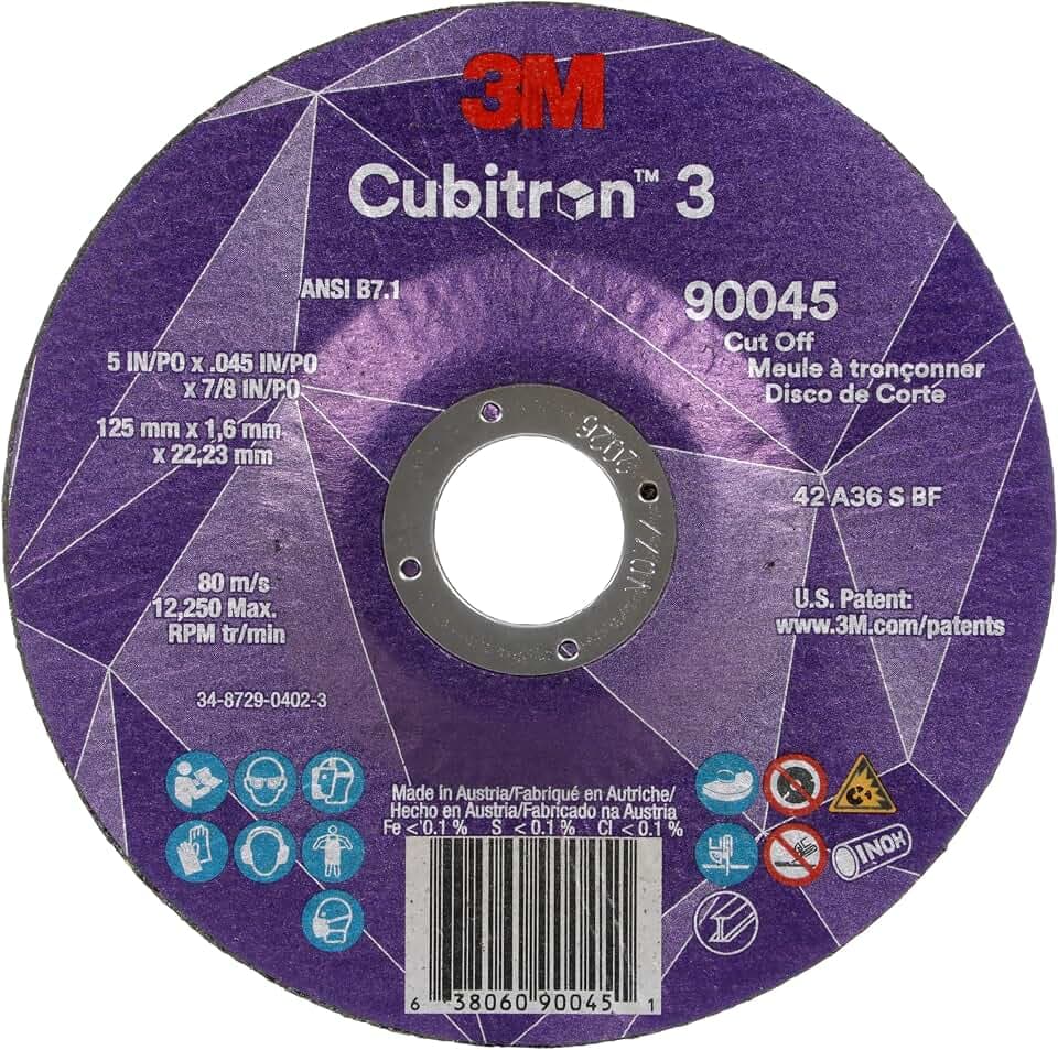 3M Cubitron 3 Cut-Off Wheel, 90037, 36+, T1,25/Pack, Precision Shaped Grain