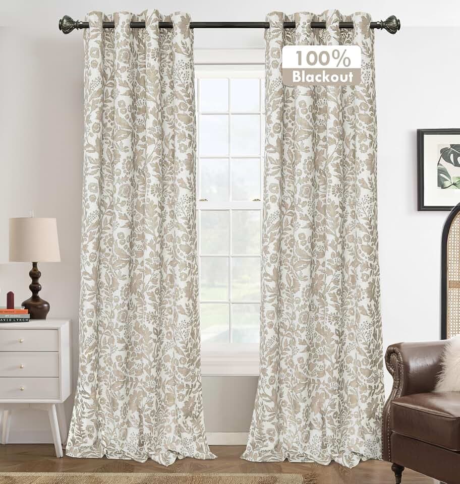 DriftAway Julia 100% Blackout Curtains Grommet 2 Panels, W52xL96, Beige