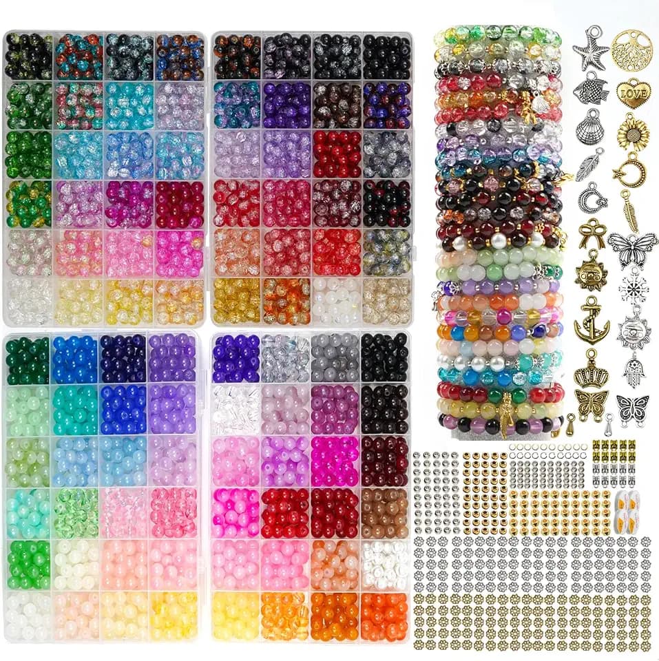 Hanyoung 8mm Glass Beads for Bracelet Making Kits, 96 Colors 2900 pcs