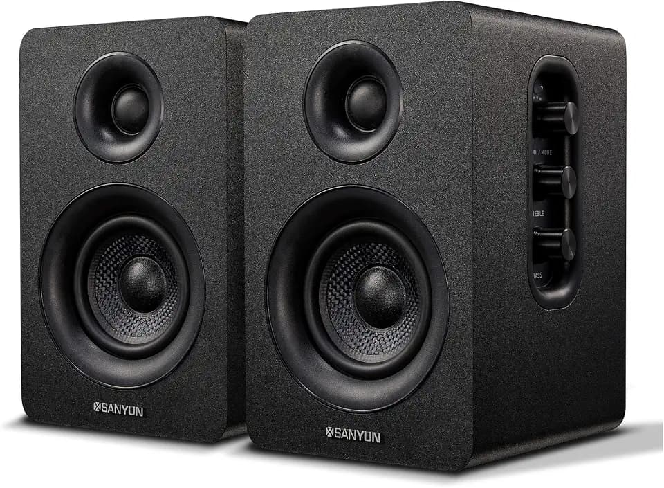 Sanyun SW208 3" Active Bluetooth 5.0 Bookshelf Speakers, Built-in 24bit DAC