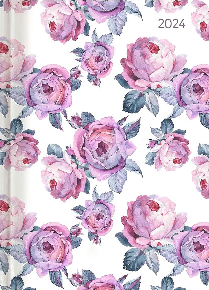 Ladytimer Midi Roses 2024 - Taschen-Kalender 12x17 cm - Rosen - mit Mattfolie - Notiz-Buch - Weekly - 192 Seiten - Alpha Edition