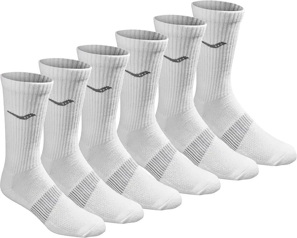 Saucony Men's RunDry Mesh Ventilating Comfort Fit Performance Crew Socks, Available in L-XL (3, 6, 12 Pairs)