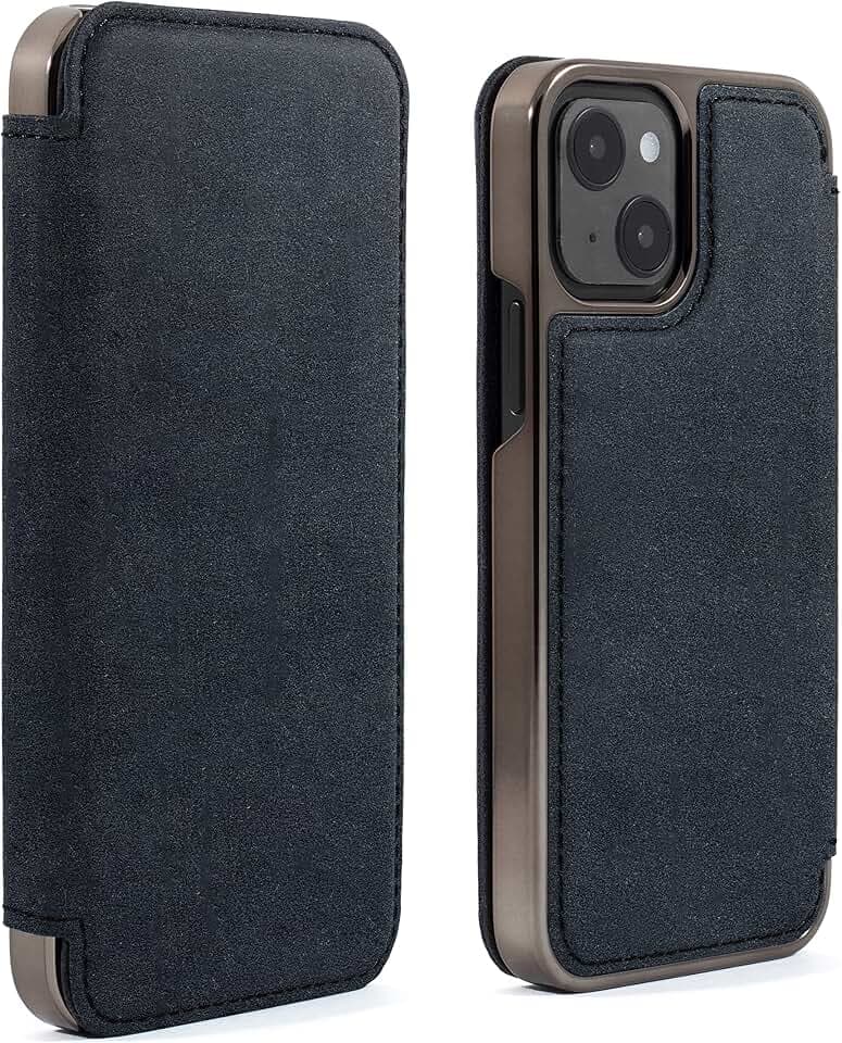 Greenwich Blake Alcantara Schutzhülle für iPhone 13, kompatibel mit MagSafe Wireless Charging – Beluga (schwarz)