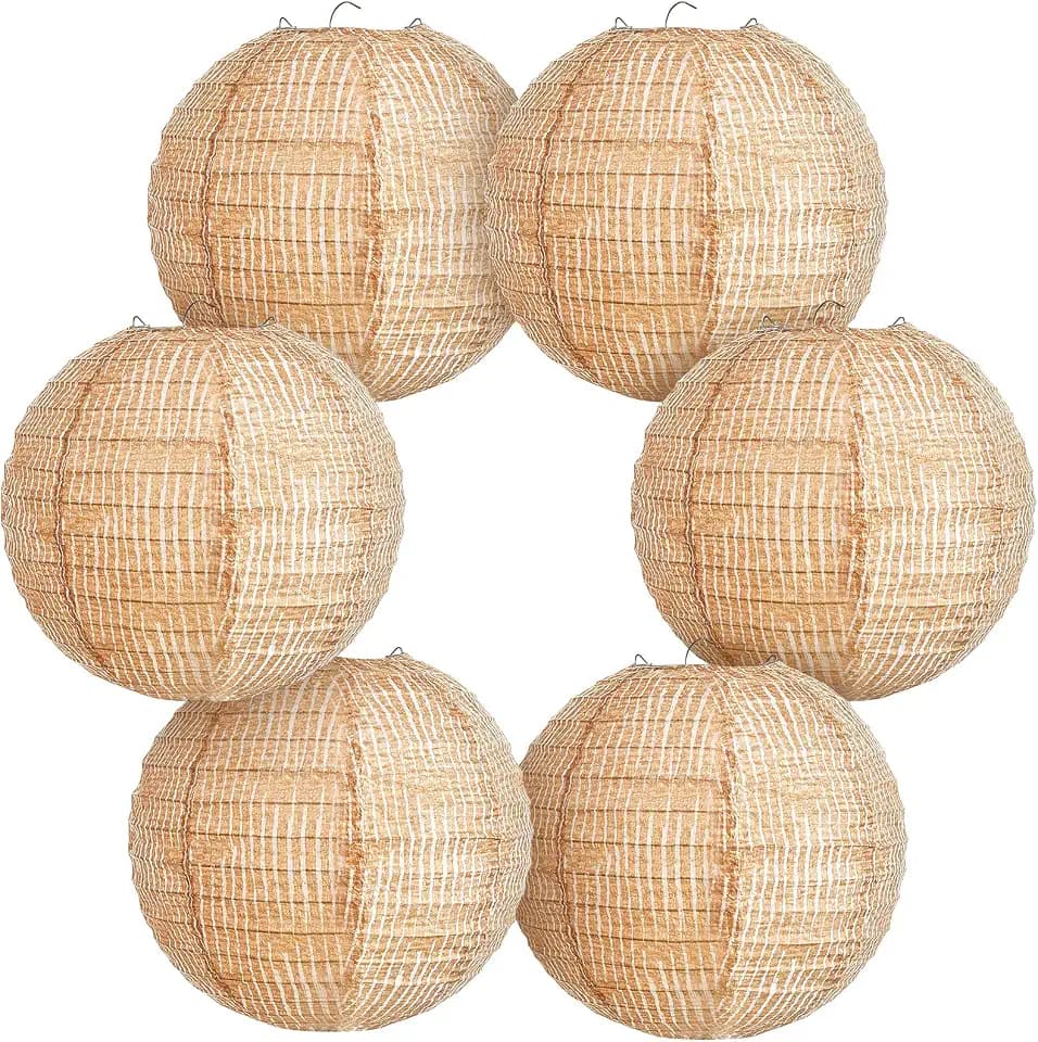 Hortsun 6 Pcs Print Burlap Paper Lanterns Classroom Decor,8 Inch
