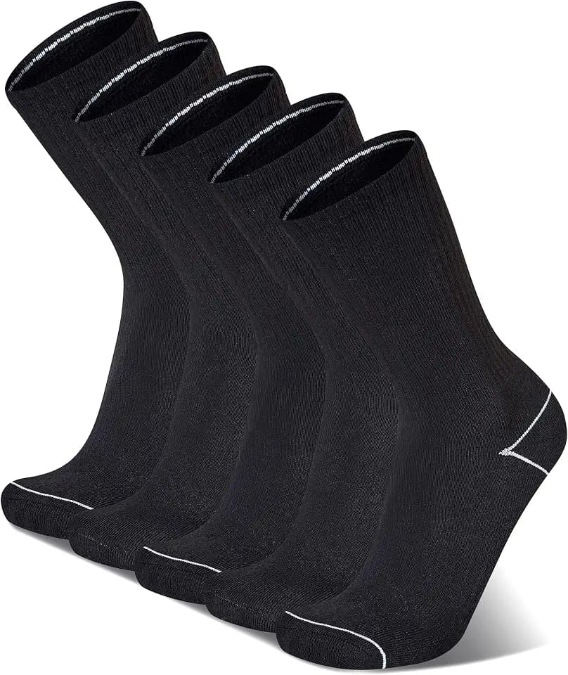 Champion Men's Cushioned Crew Socks 5-Pack - Moisture-Wicking Athletic Crew Socks with Arch Support (Sizes 6-12)