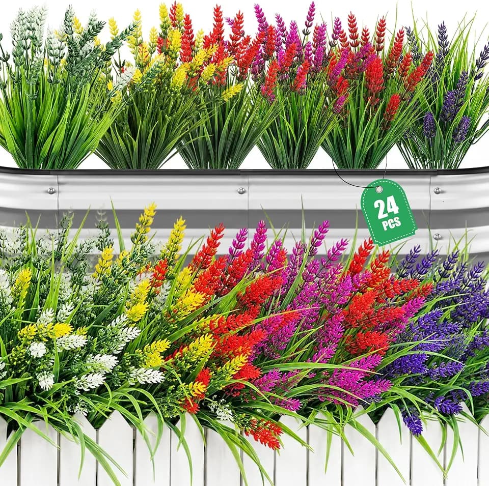 24 BÜNDEL Kunstblumen Wie Echt Gemischte künstliche Blumen in 6 Farben