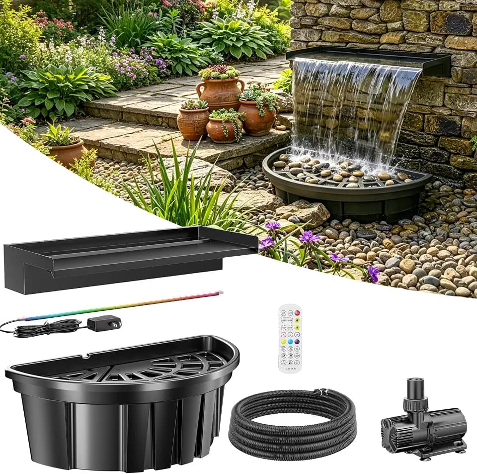 POPOSOAP Teich-Wasserfall-Set, 6000 l/h selbstkreislaufendes Wasserfeature