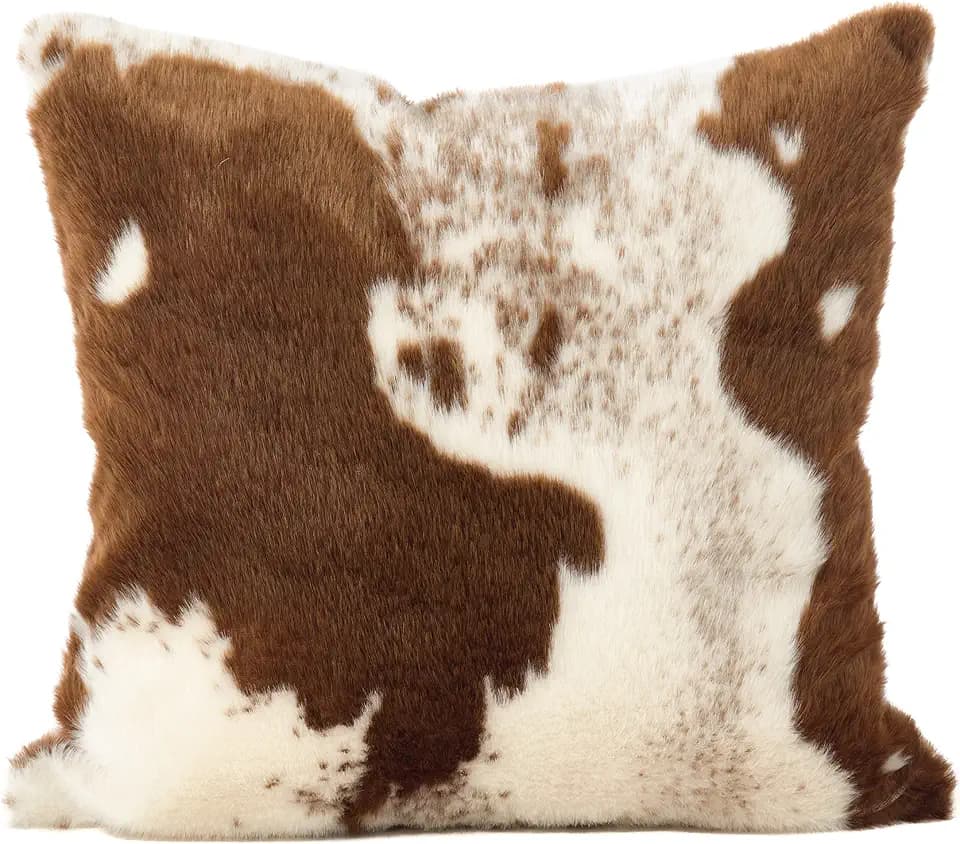 SARO LIFESTYLE Cowhide Design Faux Fur Pillow - Poly Filled