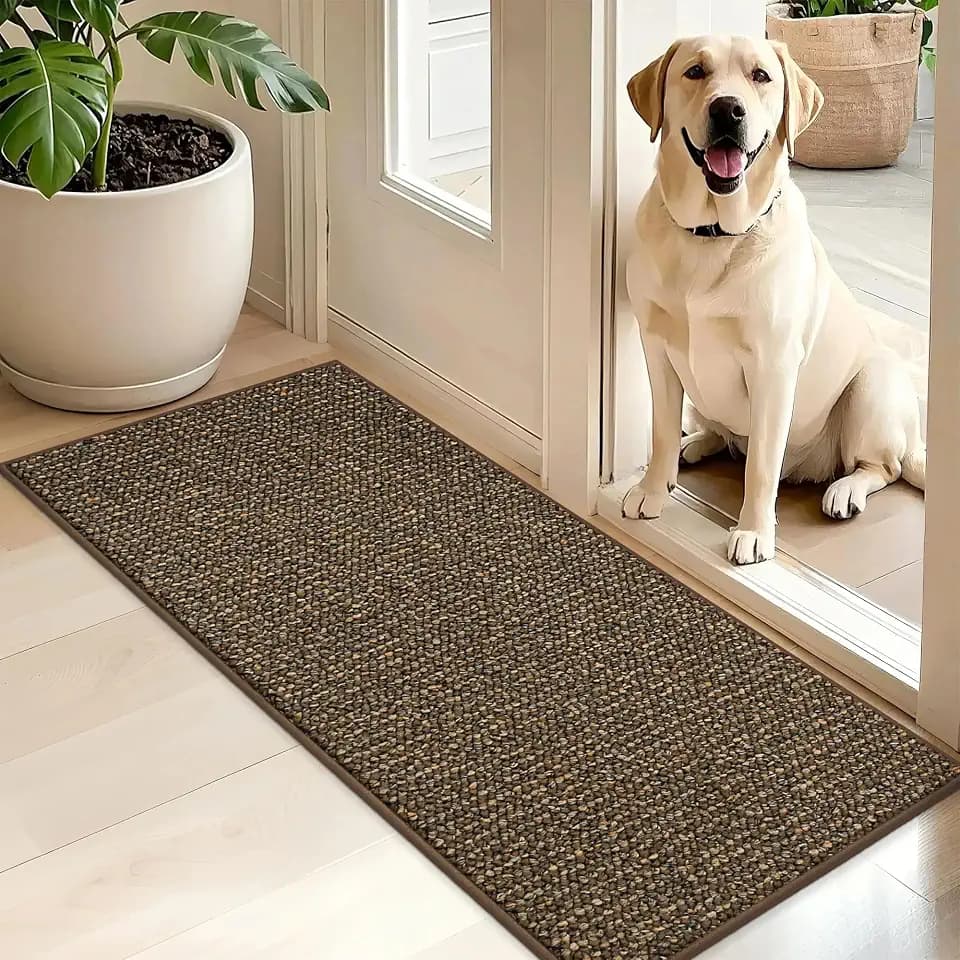 BEQHAUSE Dirt Trapper Door Mat 20" x 48", Non-Slip Washable Doormats, Brown