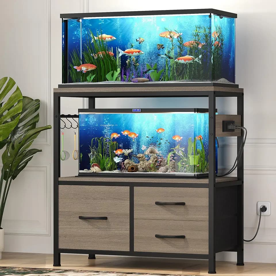 Heybly 20-29 Gal Fish Tank Stand with Drawer, Power Outlet,330lbs HAS001SG