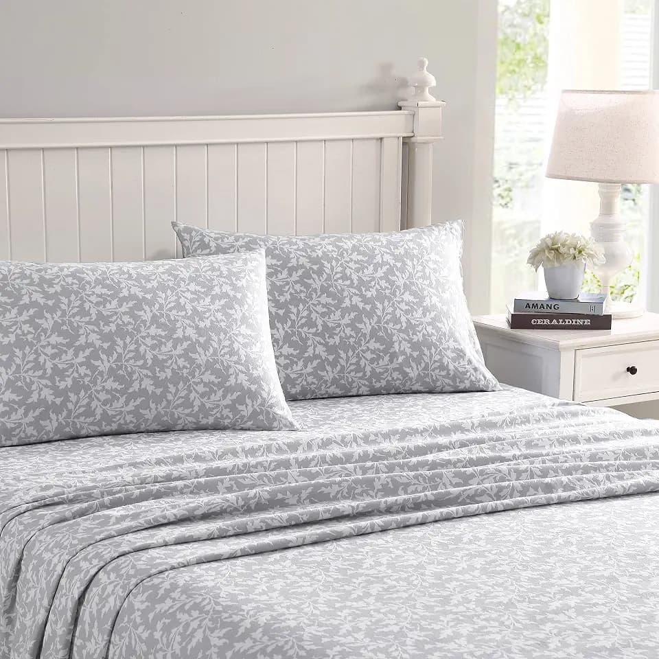 Laura Ashley Startseite – King-Size-Bettlaken, Baumwoll-Flanell-Bettwäsche-Set, gebürstet für zusätzliche Weichheit und Komfort (Crestwood, King)