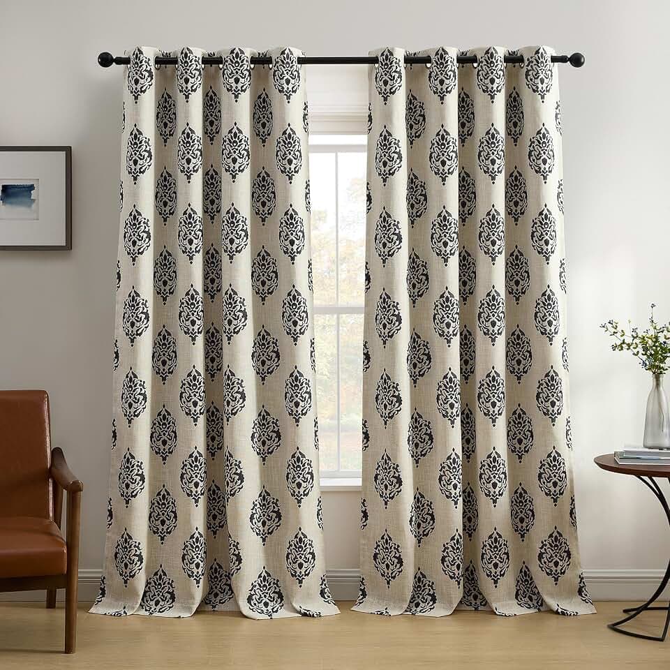 Elrene Home Fashions Navara Medallion Room Darkening Window Curtain Panel, 52" x 95" (1, Black