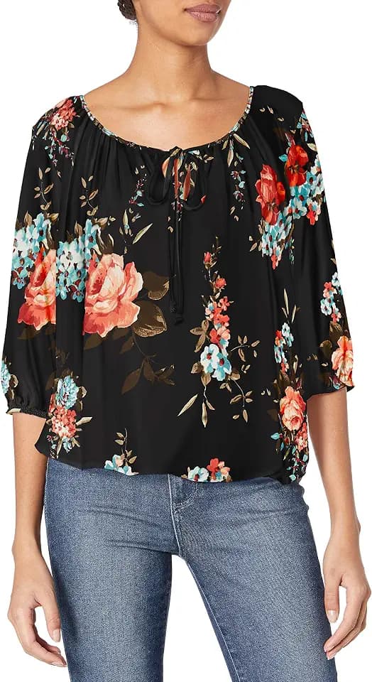 Star Vixen Women's 3/4 Sleeve Peasant Top