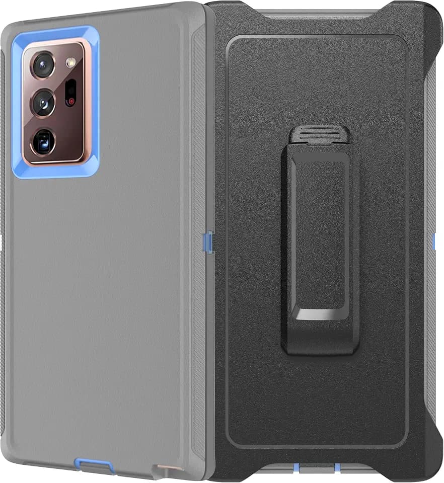 Defender Series Case for Samsung Galaxy Note 20 Ultra 5G，Rugged & Durable,Military Grade Shockproof, with Port Protection, Includes Holster Clip Kickstand for Note 20 Ultra 6.9”-Gray/Dark Blue
