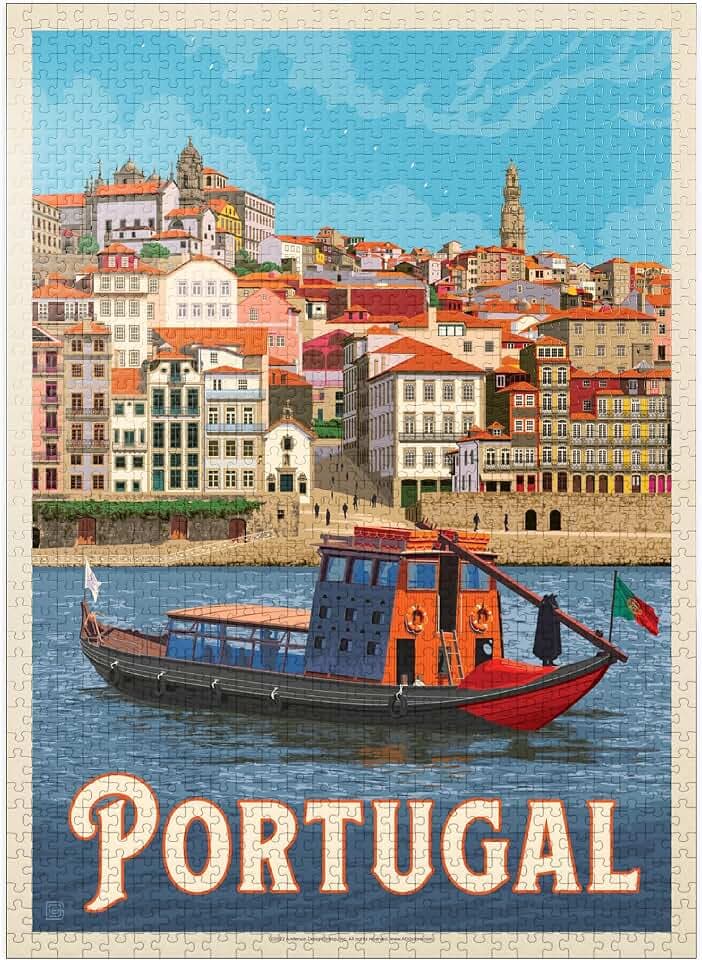 MyPuzzle Portugal: Porto District, Vintage Poster - Premium 1000 Piece Jigsaw Puzzle for Adults