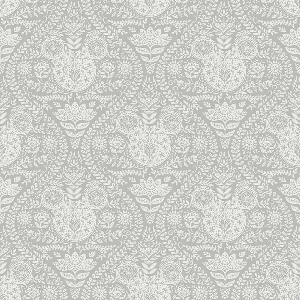 RoomMates Disney Mickey Mouse Grey Block Print Peel and Stick Wallpaper