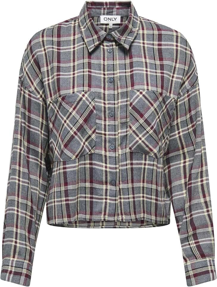 ONLY Damen Onlriley Life Ls Short Check Shirt WVN Onlriley Life Ls Short Check Shirt WVN (1er Pack)