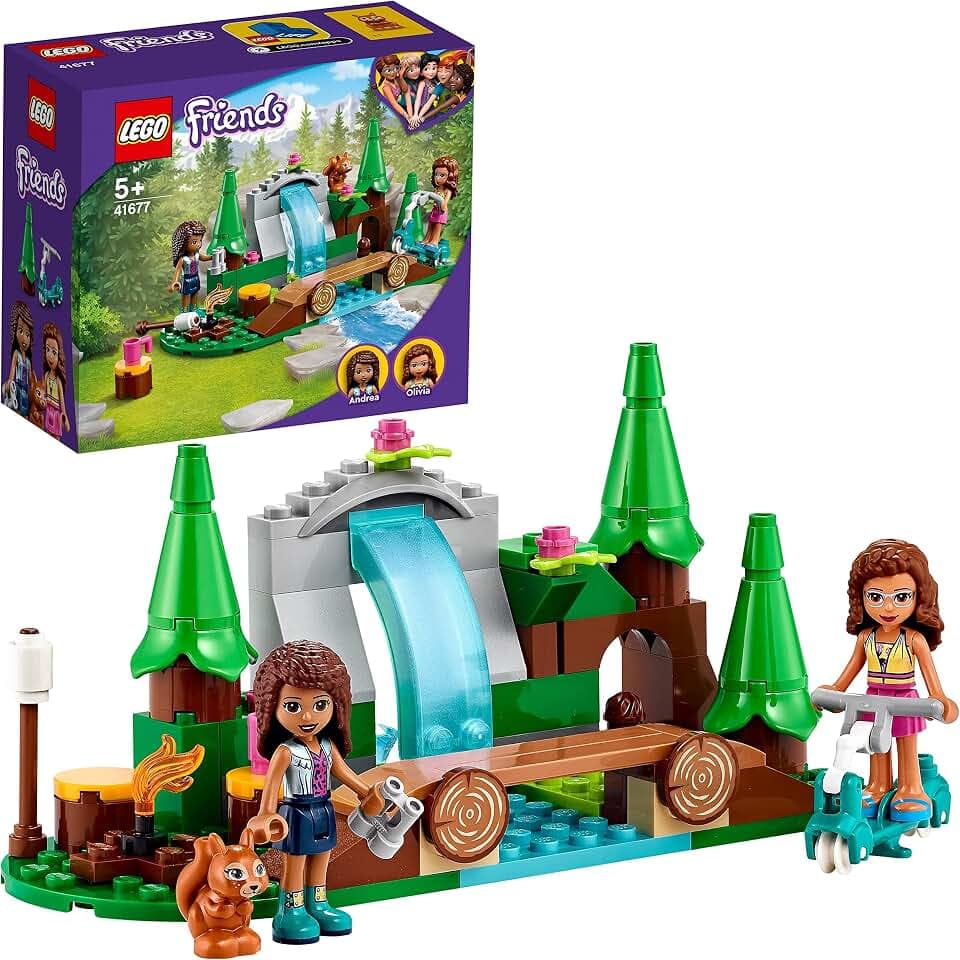 LEGO 41677 Friends Wasserfall im Wald, Camping Spielzeug ab 5 Jahre mit Mini-Puppen