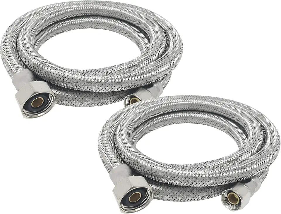 [2-Pack] PROCURU 60" (5Ft) x 3/8" Comp x 1/2" FIP Faucet Hose Connector, Stainless Steel Braided Supply Line, Certified Safe (9SF60-2P)