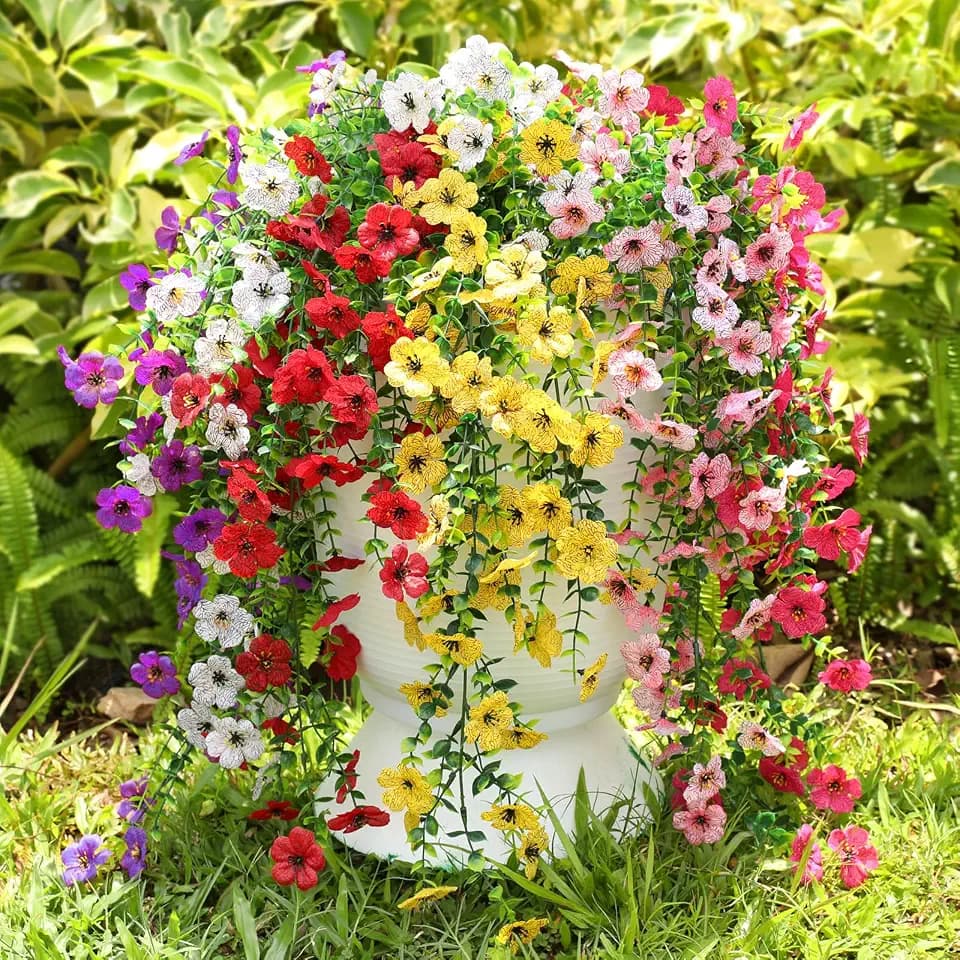 Artificial Hanging Flowers for Outdoors UV Resistant Summer Decor
