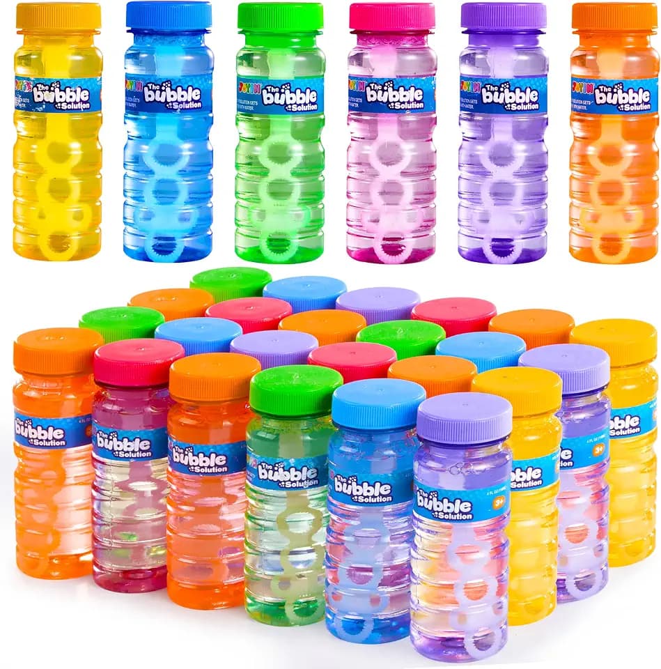 JOYIN 36 Pcs Bubble Bottles with Wand Assortment for Kids, 4oz Blow Bubbles Solution Novelty Summer Toy - Activity Party Favor Assorted Colors Set, Party Favors, Birthday