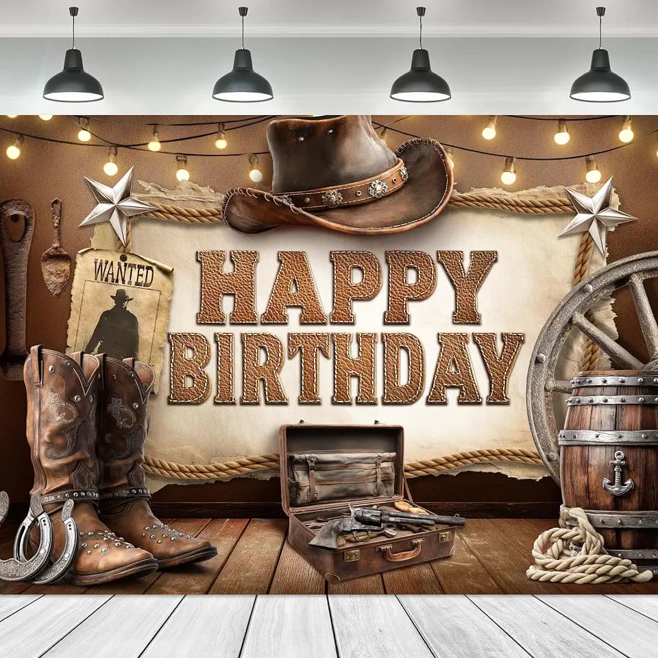 Cowgirl Birthday Cowboy Happy Western Photography Backdrop