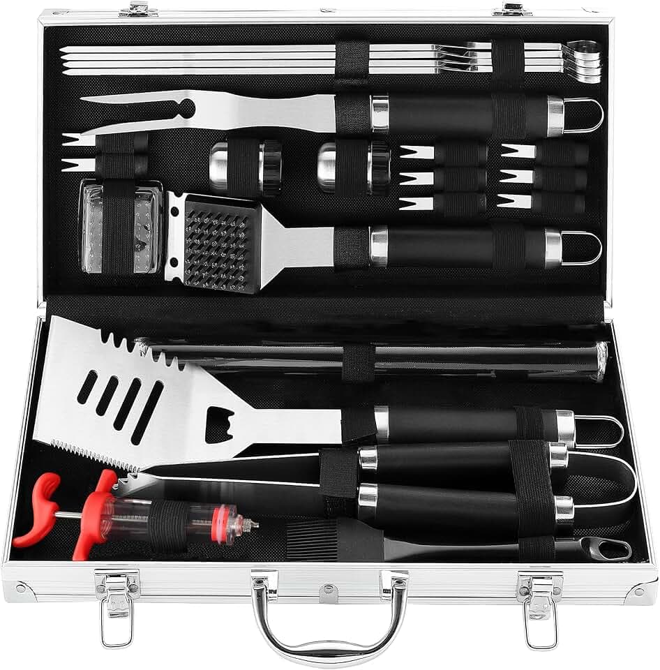 Grilljoy Grillbesteck Set 24-teilig Edelstahl Aluminiumkoffer