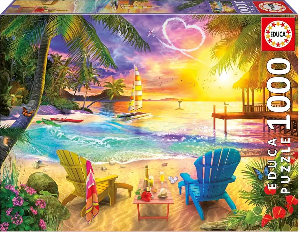 Educa - 1000 Teile Puzzle für Erwachsene | Strand der Liebe. Inklusive Fix Puzzle-Kleber. Maße: 68 x 48 cm. Ab 14 Jahren (20255)