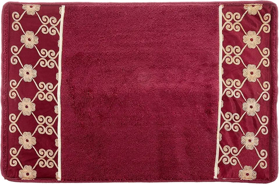 Popular Bath Bath Rug, Vlegant Rosa Collection, Burgundy/Gold