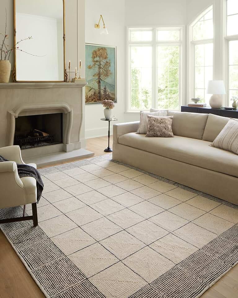 Loloi Chris Loves Julia Francis Cream/Black 3'-6" x 5'-6" Accent Rug