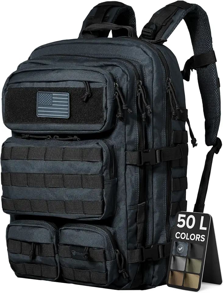 Falko Tactical Backpack for Men and Women 50L Backpack 2.4x Stronger Large Military Molle Rucksack, Bugout Backpack Outdoors