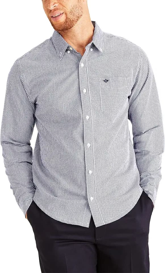 Dockers Men's Classic Fit Long Sleeve Signature Comfort Flex Shirt (Standard and Big & Tall)
